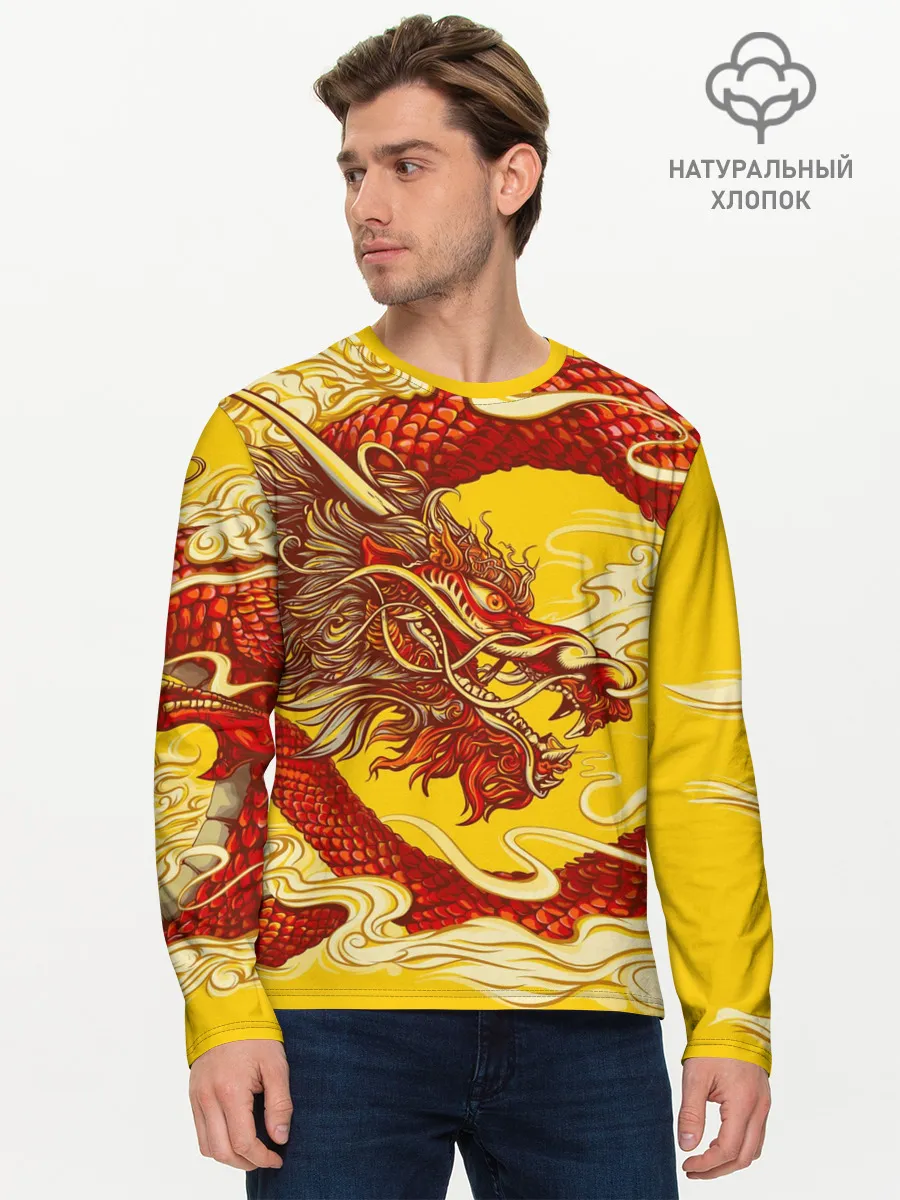 Мужской лонгслив базовый / Китайский Дракон, China Dragon