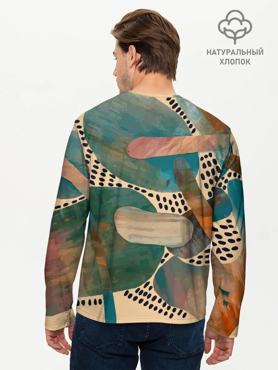 Мужской лонгслив базовый / Birches and fields