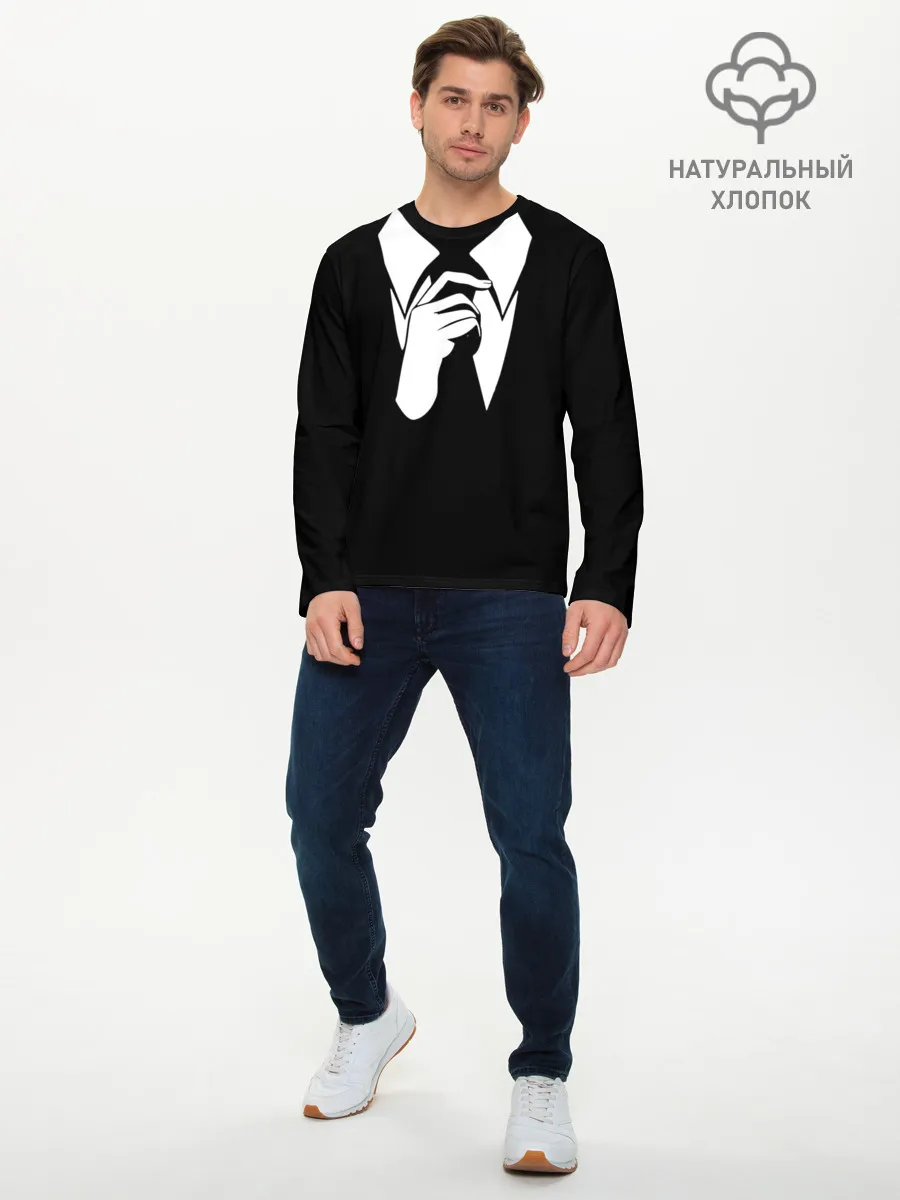 Мужской лонгслив базовый / Смокинг | Поправляю галстук