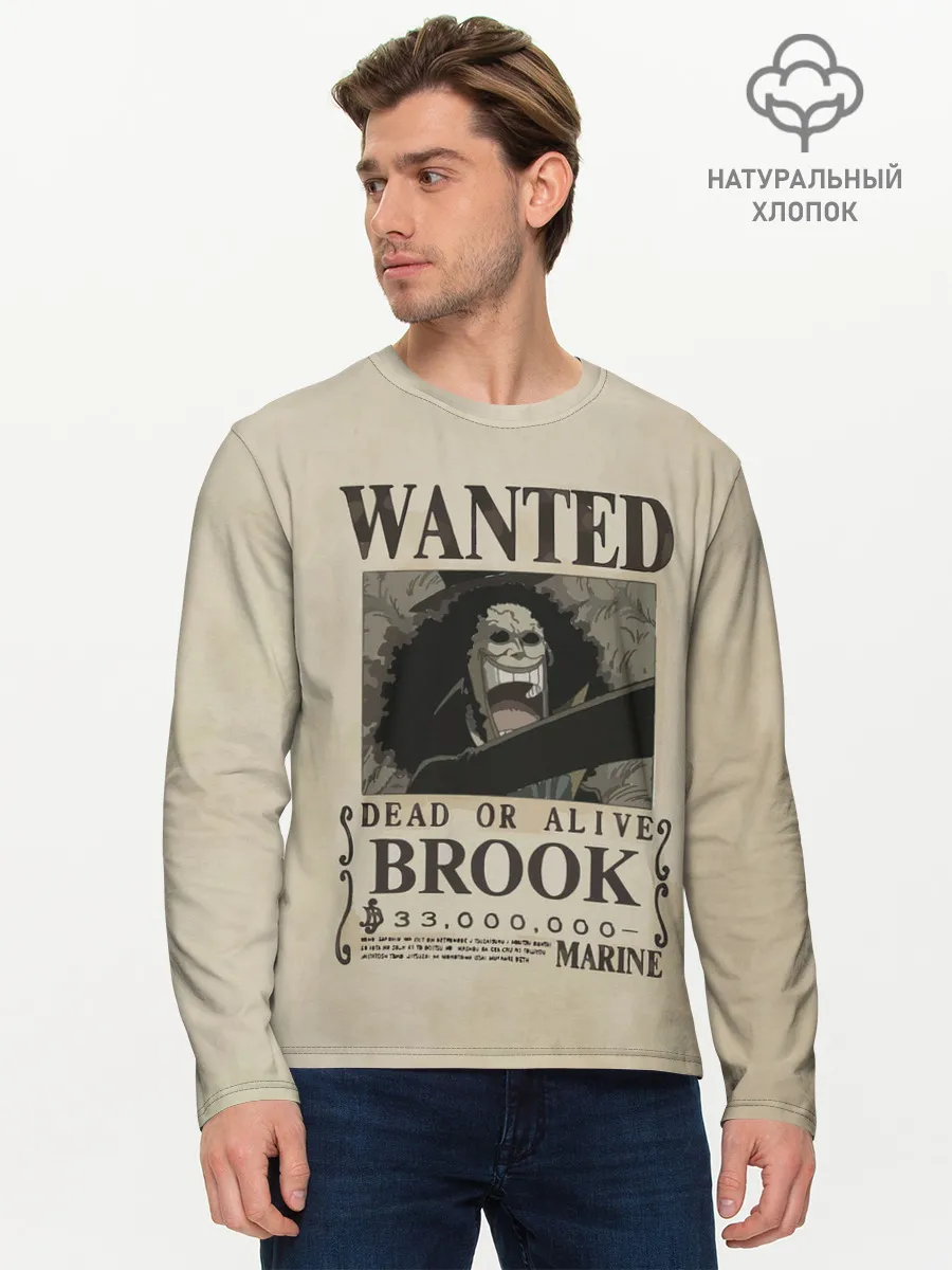 Мужской лонгслив базовый / Брук в розыске | One Piece