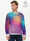 Мужской лонгслив базовый / Цветные полигоны - Градиент