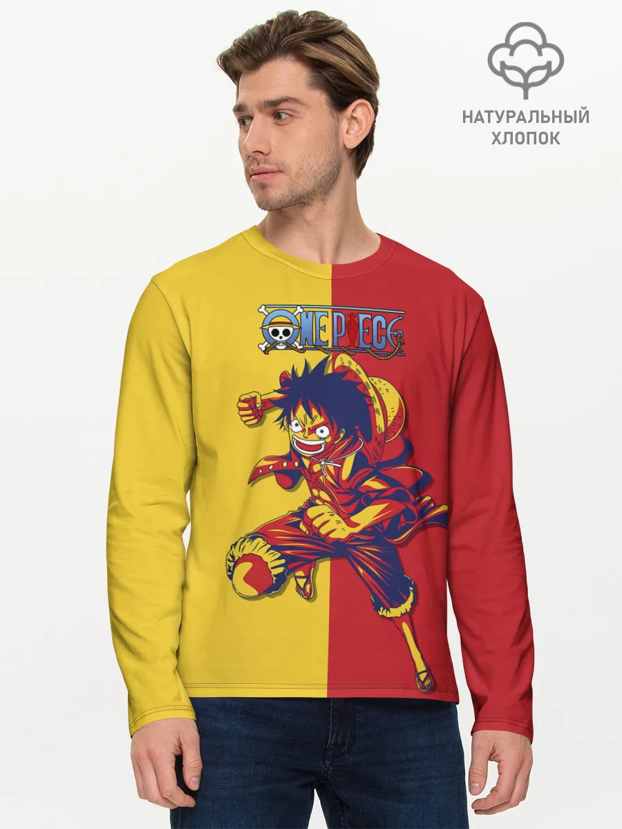Мужской лонгслив базовый / Удар Луффи | One Piece