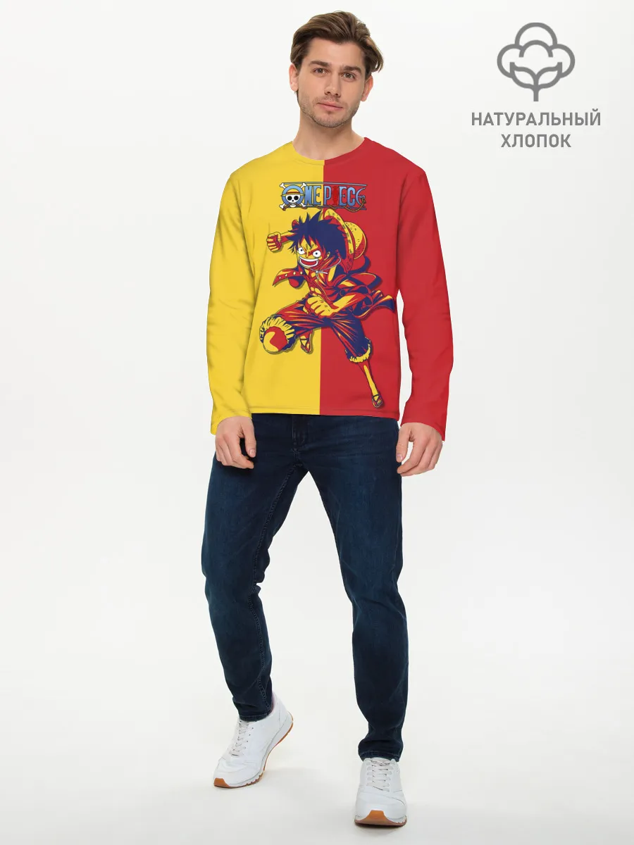 Мужской лонгслив базовый / Удар Луффи | One Piece