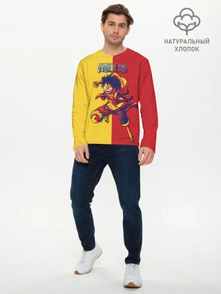 Мужской лонгслив базовый / Удар Луффи | One Piece