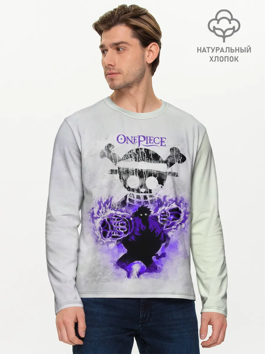 Мужской лонгслив базовый / Пламенный резиновый Луффи | One Piece