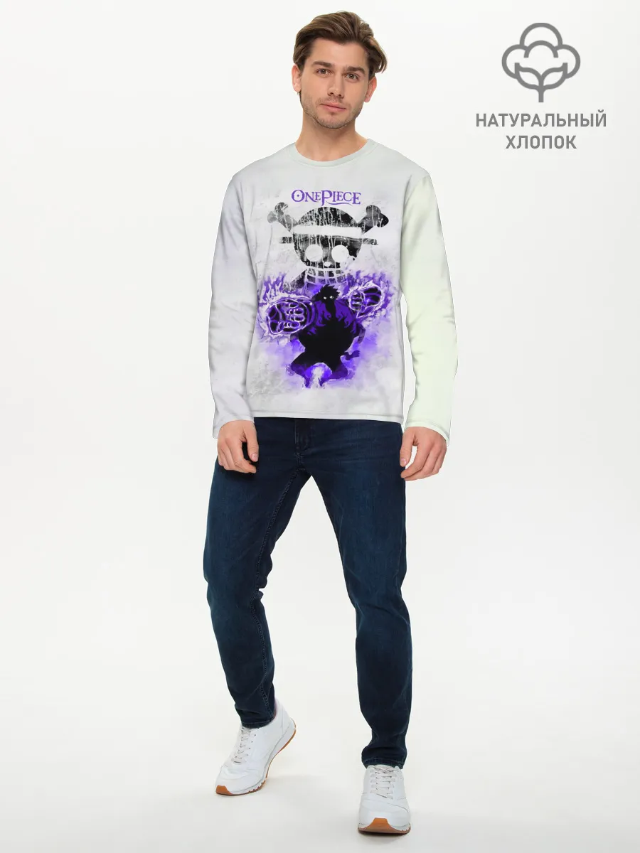 Мужской лонгслив базовый / Пламенный резиновый Луффи | One Piece