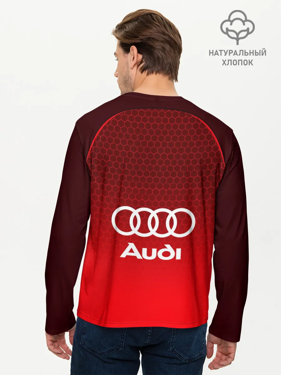 Мужской лонгслив базовый / AUDI красная сетка