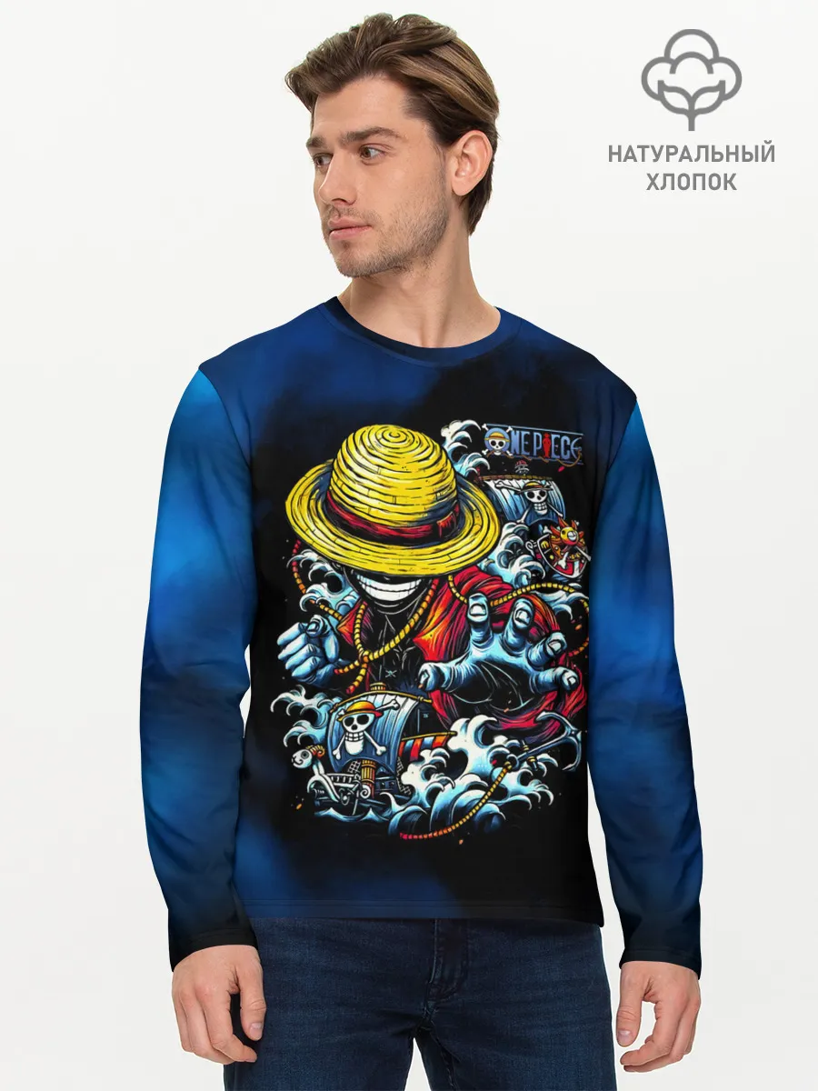 Мужской лонгслив базовый / Луффи пират Соломенной Шляпы