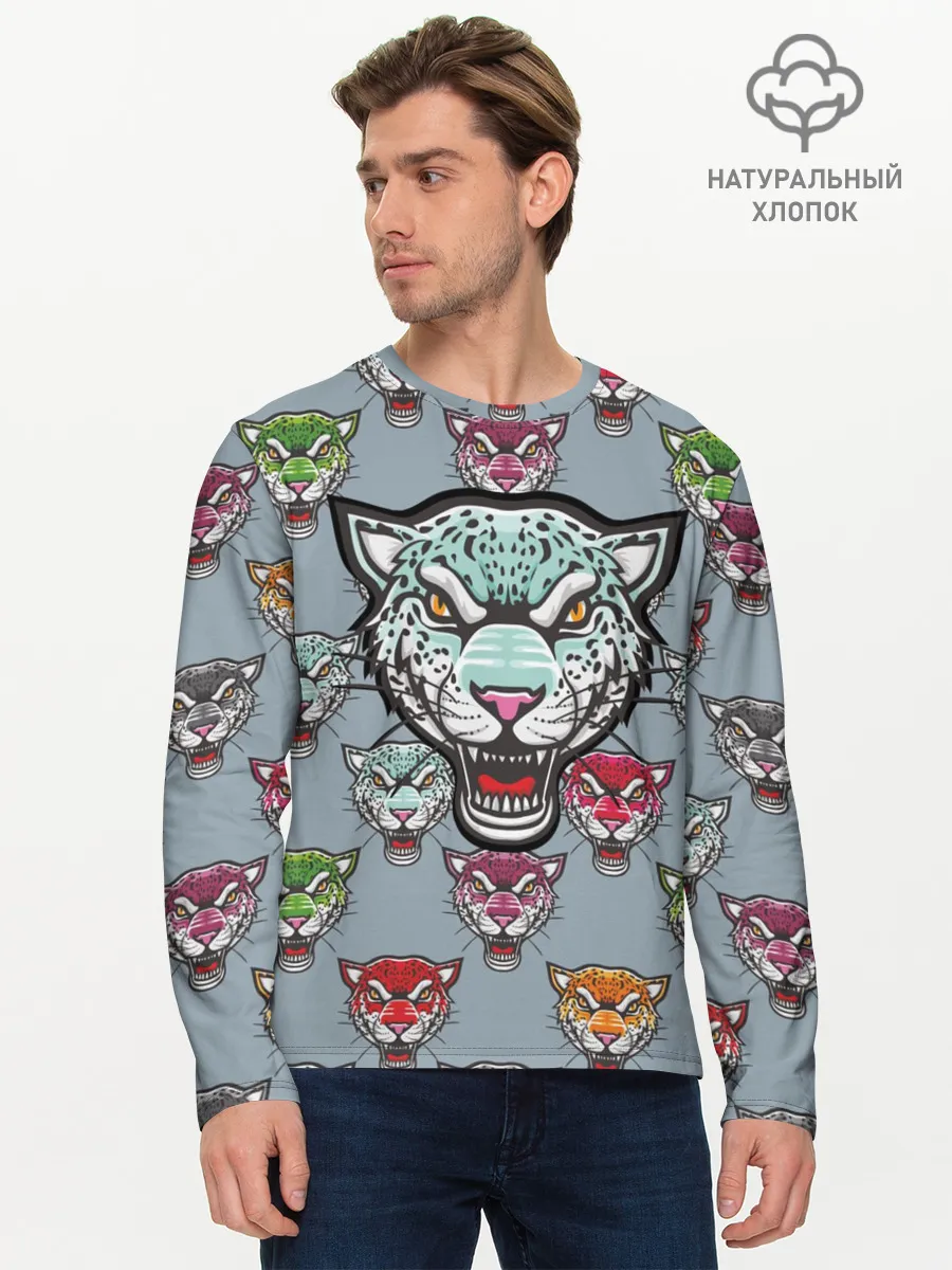 Мужской лонгслив базовый / Леопард