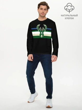 Мужской лонгслив базовый / Milwaukee Bucks форма. Statement Edition