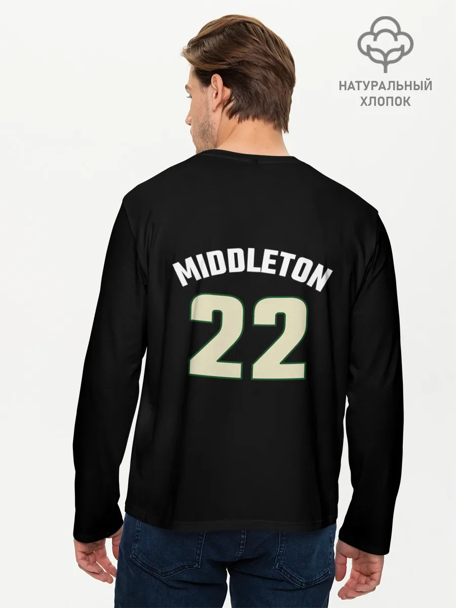 Мужской лонгслив базовый / Milwaukee Bucks форма. Крис Миддлтон