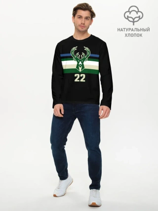 Мужской лонгслив базовый / Milwaukee Bucks форма. Крис Миддлтон