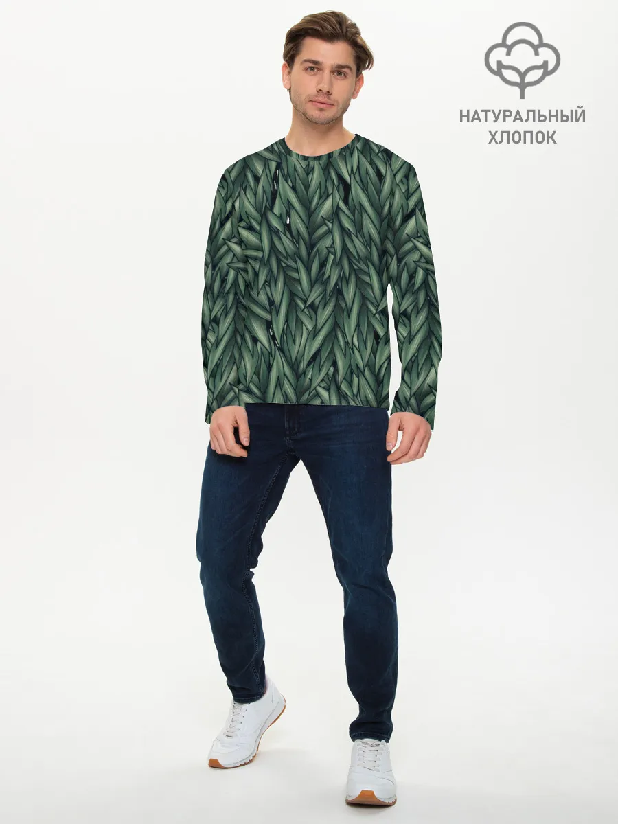 Мужской лонгслив базовый / Листья