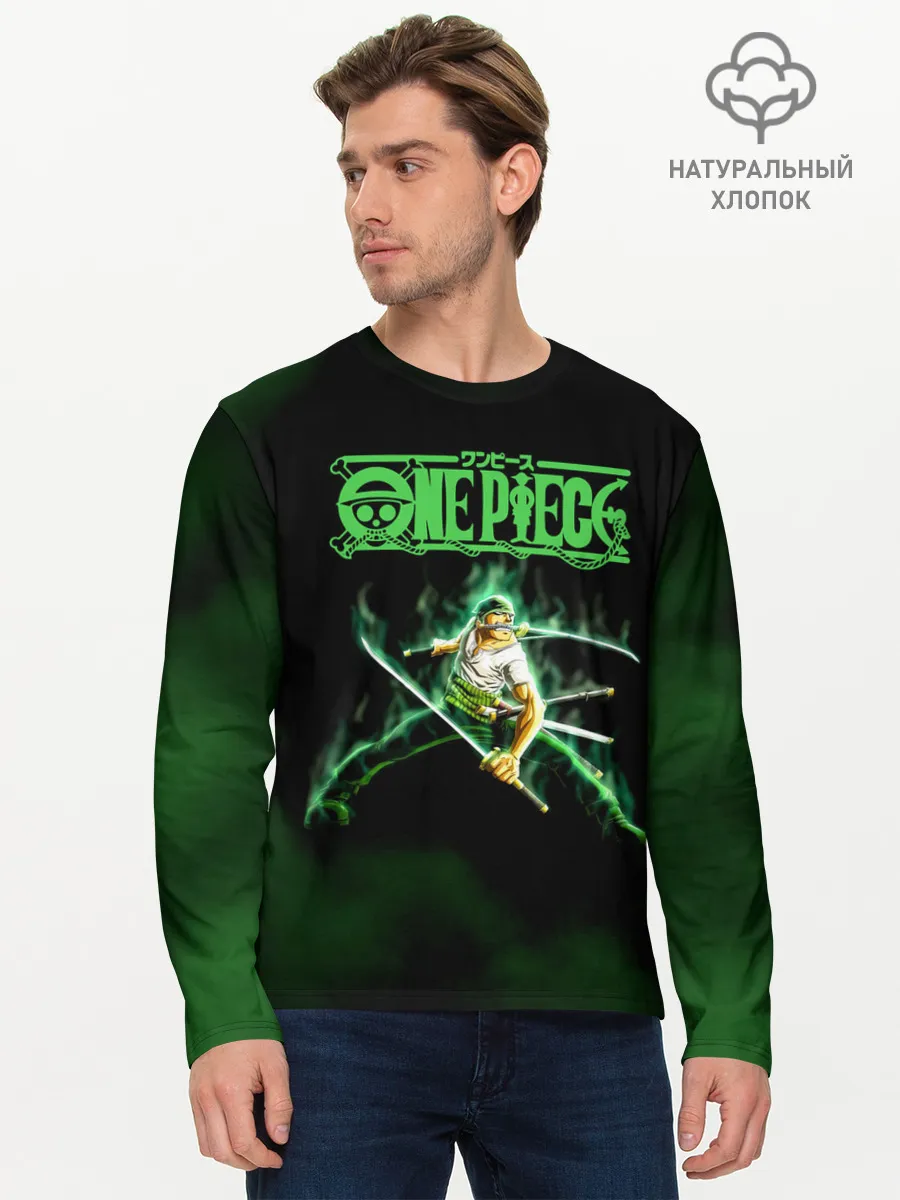 Мужской лонгслив базовый / Огненный Ророноа Зоро | One Piece