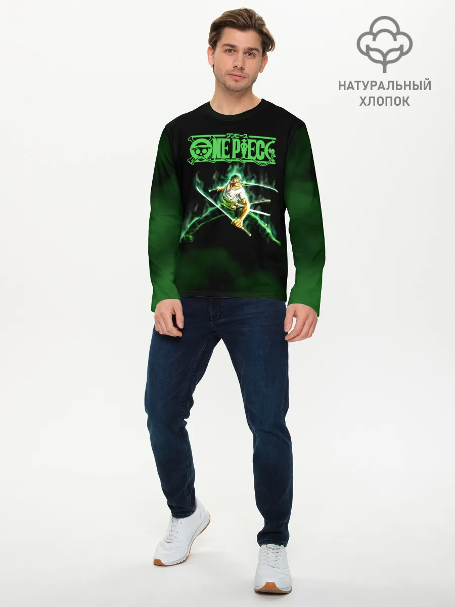 Мужской лонгслив базовый / Огненный Ророноа Зоро | One Piece