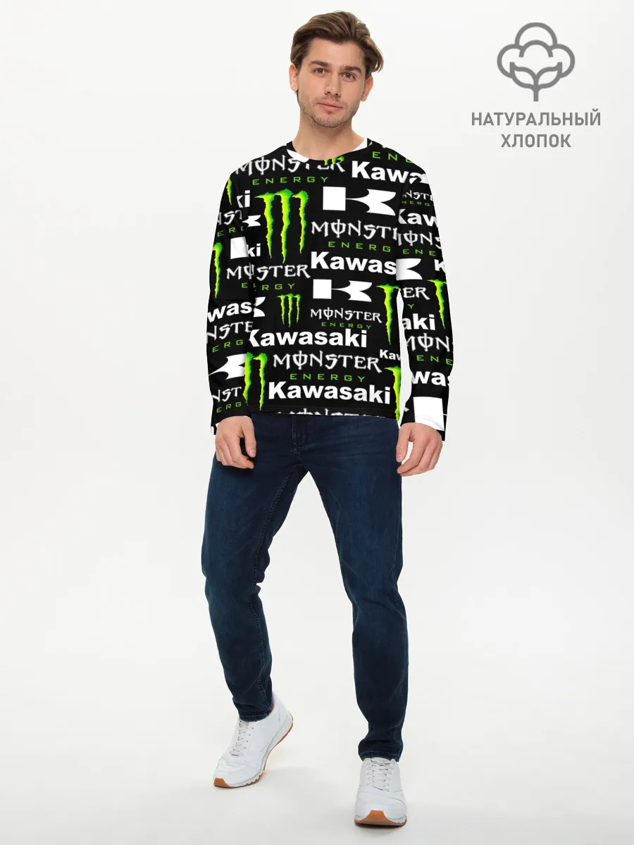 Мужской лонгслив базовый / KAWASAKI X MONSTER ENERGY