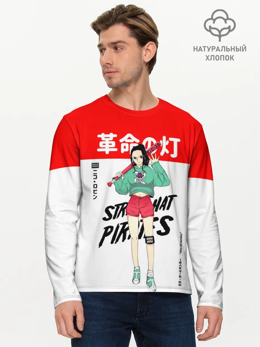 Мужской лонгслив базовый / Нико Робин | One Piece. Большой куш