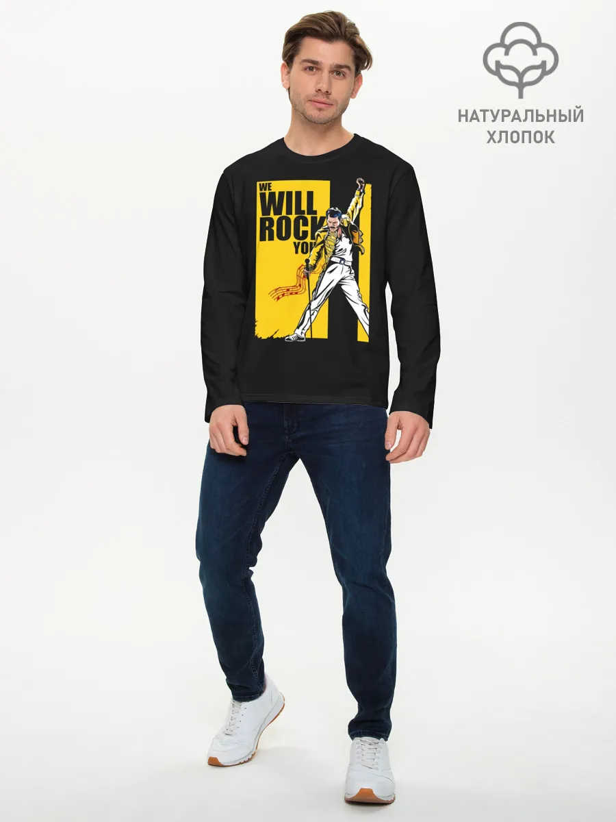 Мужской лонгслив базовый / We will rock you