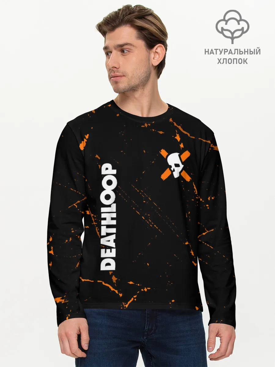 Мужской лонгслив базовый / Deathloop - Skull - Grunge