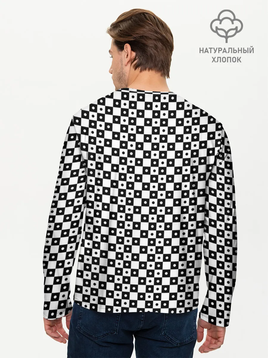 Мужской лонгслив базовый / ШАХМАТНАЯ КЛЕТКА В ГОРОШЕК