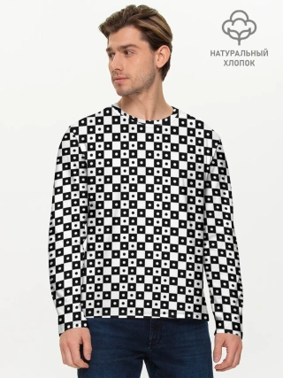 Мужской лонгслив базовый / ШАХМАТНАЯ КЛЕТКА В ГОРОШЕК