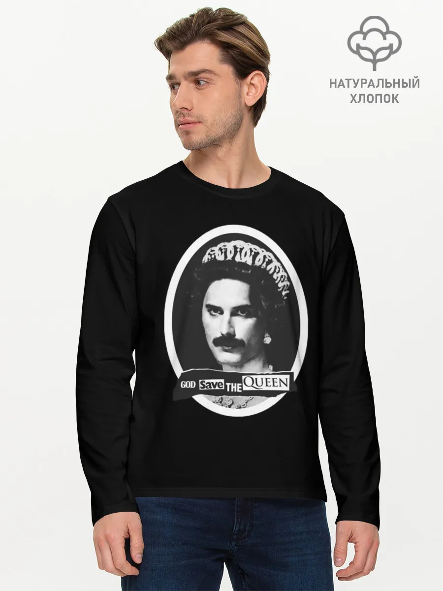Мужской лонгслив базовый / God save the Queen