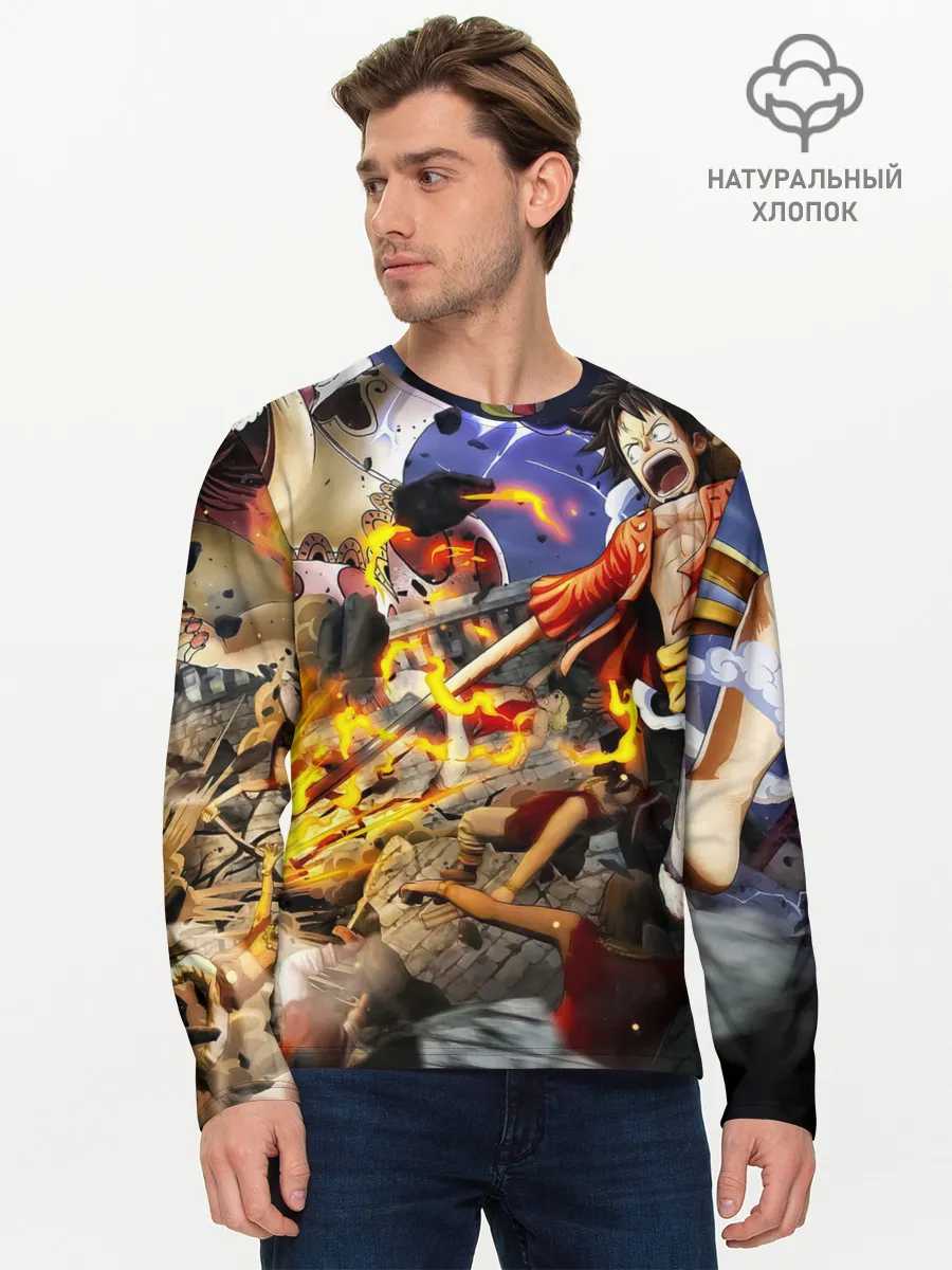 Мужской лонгслив базовый / Экшен One Piece. Большой куш