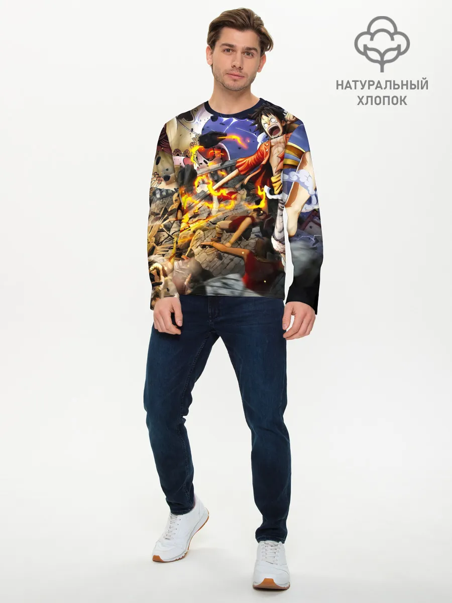 Мужской лонгслив базовый / Экшен One Piece. Большой куш