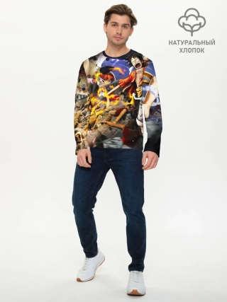 Мужской лонгслив базовый / Экшен One Piece. Большой куш