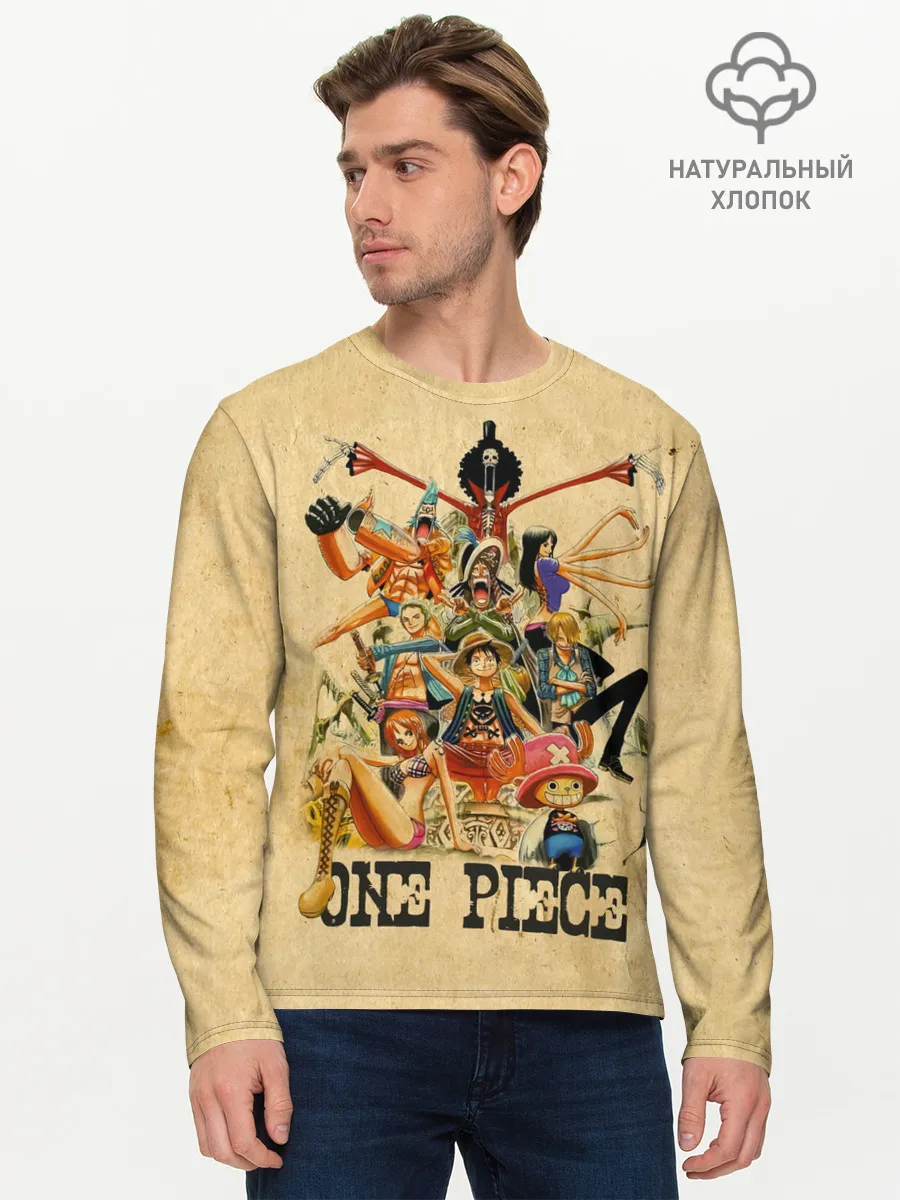 Мужской лонгслив базовый / One Piece пираты Соломенной Шляпы