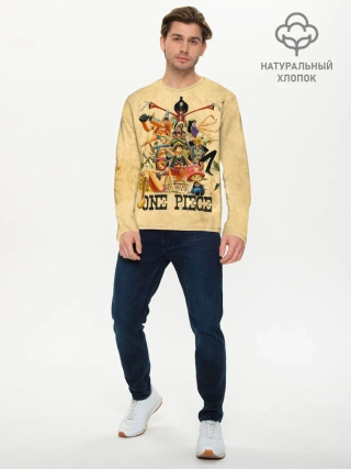 Мужской лонгслив базовый / One Piece пираты Соломенной Шляпы