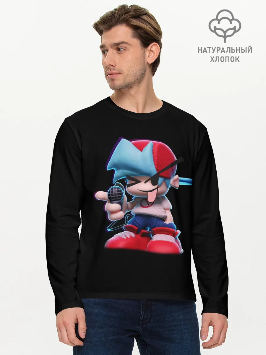 Мужской лонгслив базовый / Бойфренд показывает язык