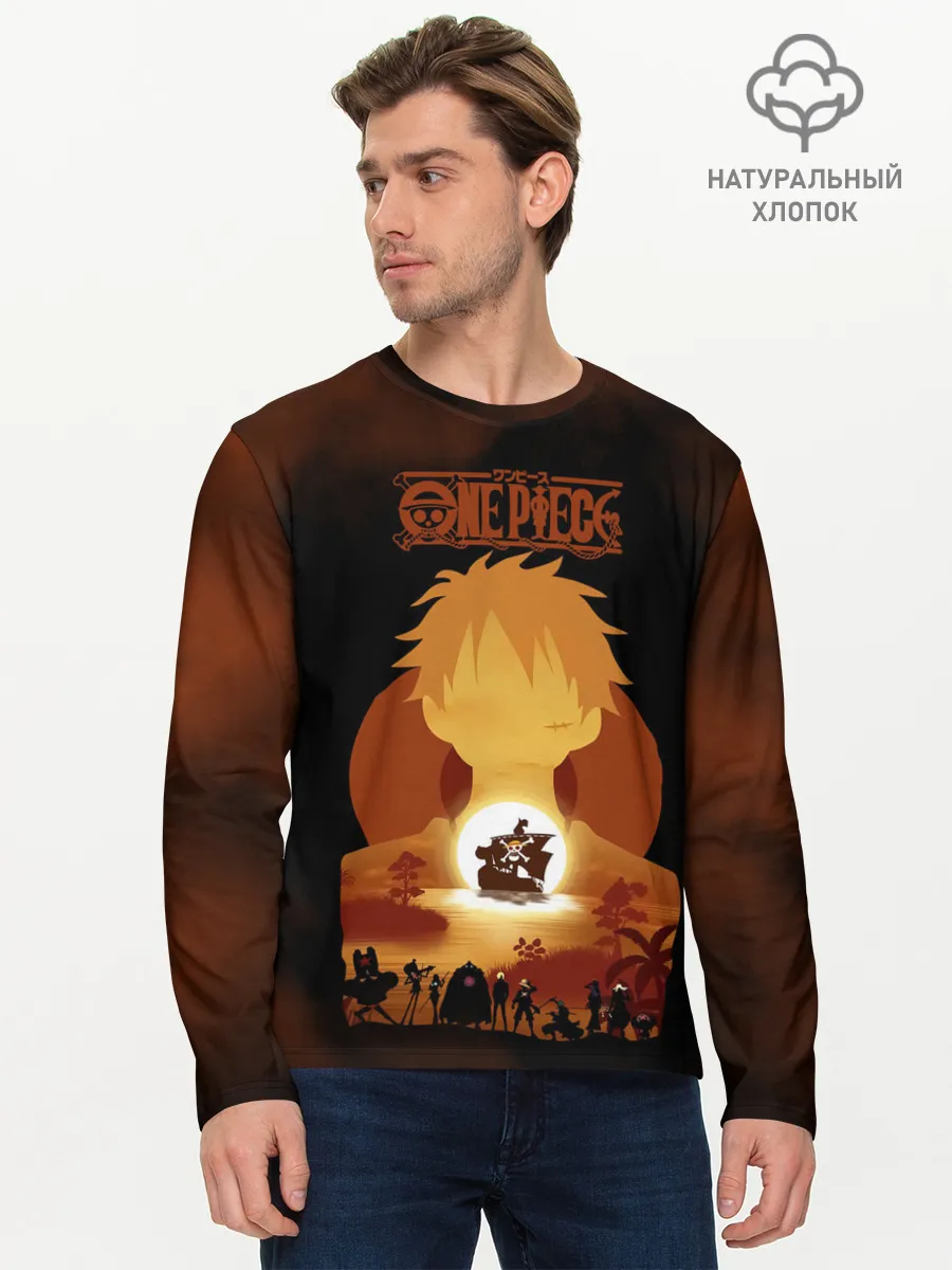 Мужской лонгслив базовый / One Piece пираты Соломенной Шляпы