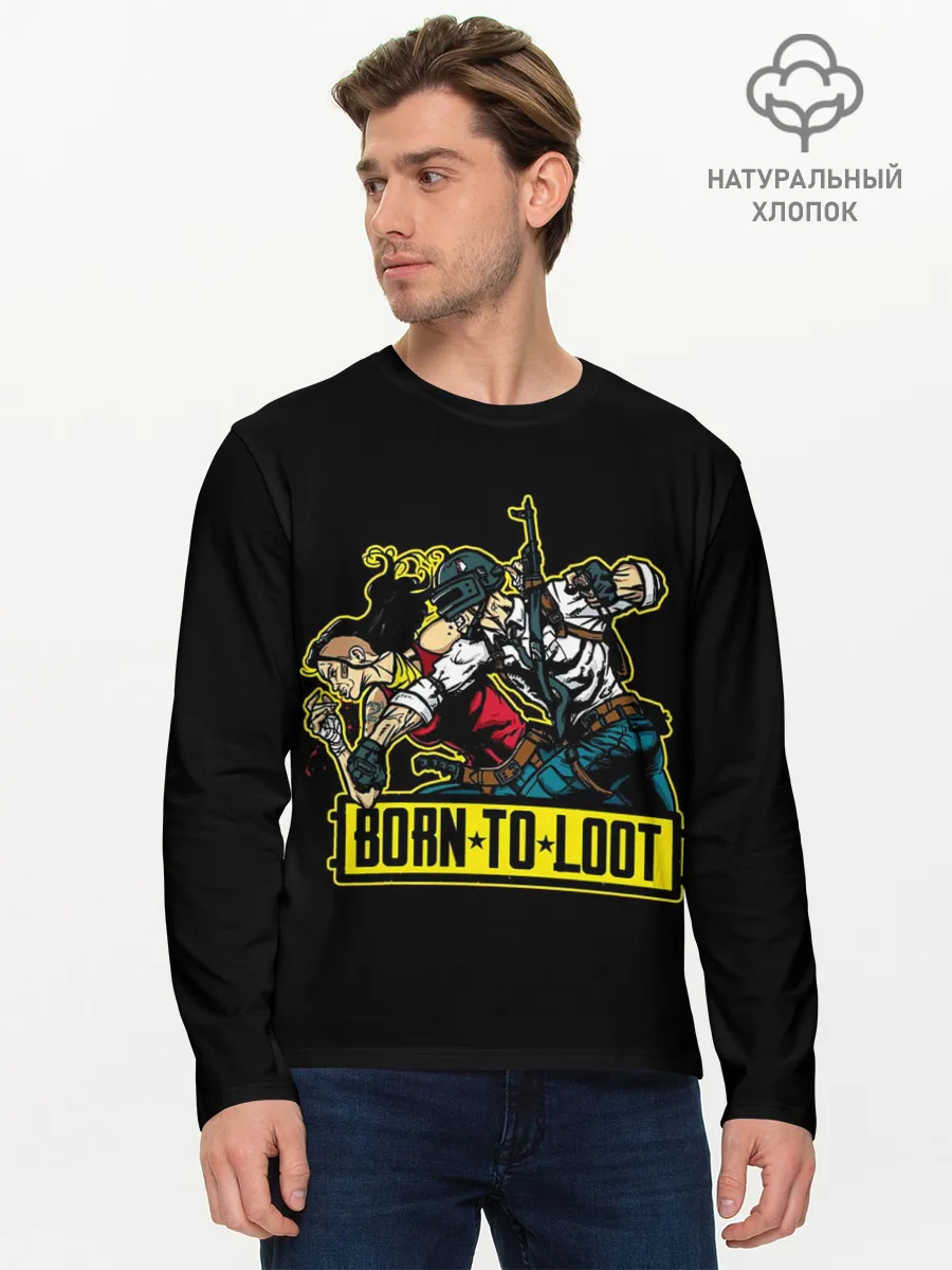 Мужской лонгслив базовый / Рожденный лутать