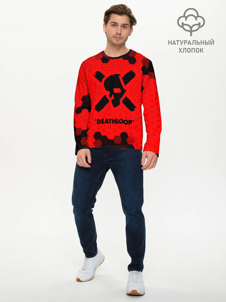 Мужской лонгслив базовый / Deathloop - Череп - Соты
