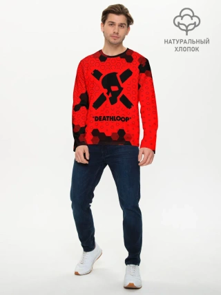 Мужской лонгслив базовый / Deathloop - Череп - Соты
