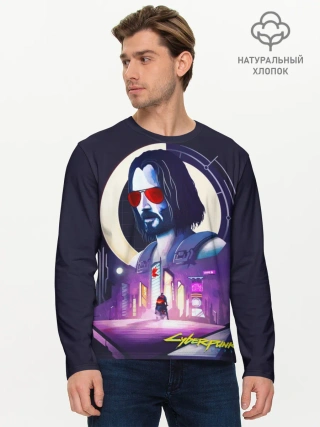 Мужской лонгслив базовый / Cyberpunk 2077 | Johnny