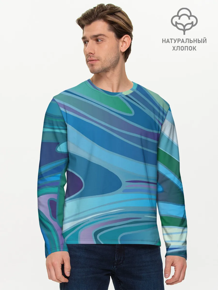 Мужской лонгслив базовый / Морская волна
