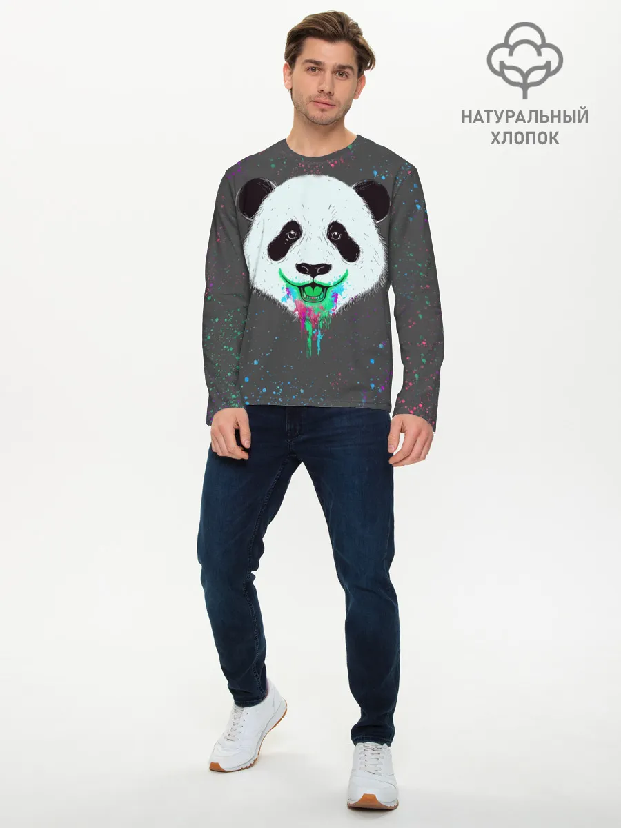 Мужской лонгслив базовый / Панда Краски Брызги