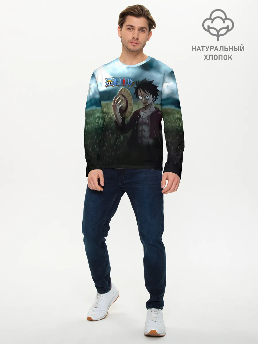 Мужской лонгслив базовый / Луффи в поле. One Piece