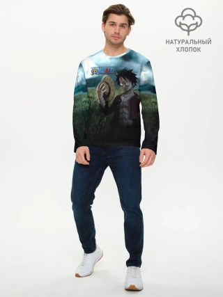 Мужской лонгслив базовый / Луффи в поле. One Piece