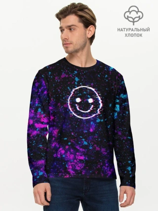 Мужской лонгслив базовый / GLITCH SMILE | ГЛИТЧ СМАЙЛ