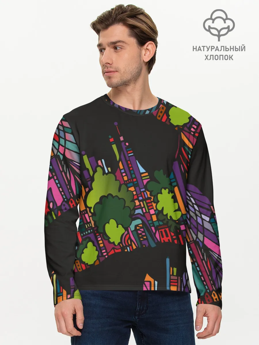 Мужской лонгслив базовый / Ночные огни