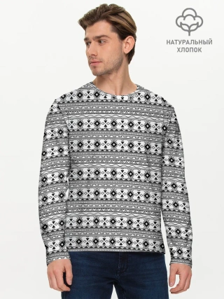 Мужской лонгслив базовый / Геометрический узор