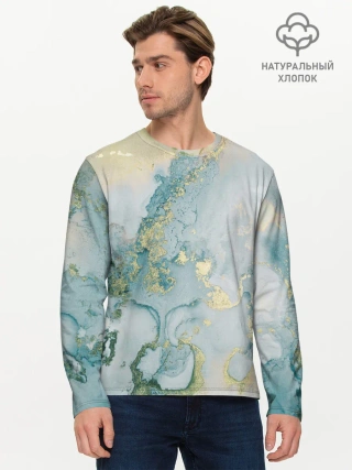 Мужской лонгслив базовый / Абстрактный мрамор