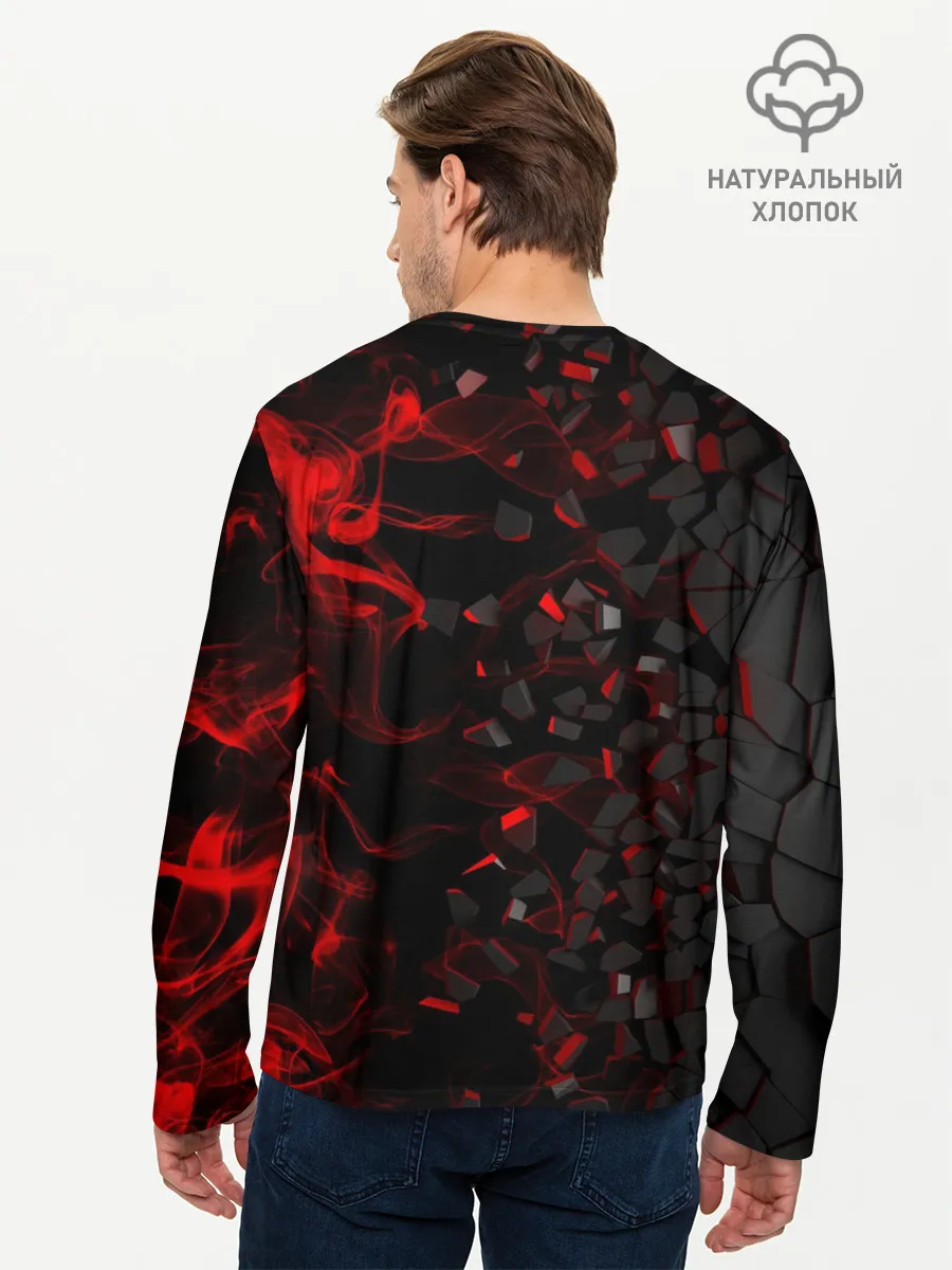 Мужской лонгслив базовый / 3Д Разлом | 3D Плиты и огонь