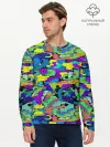 Мужской лонгслив базовый / Камуфляж в ярких тонах