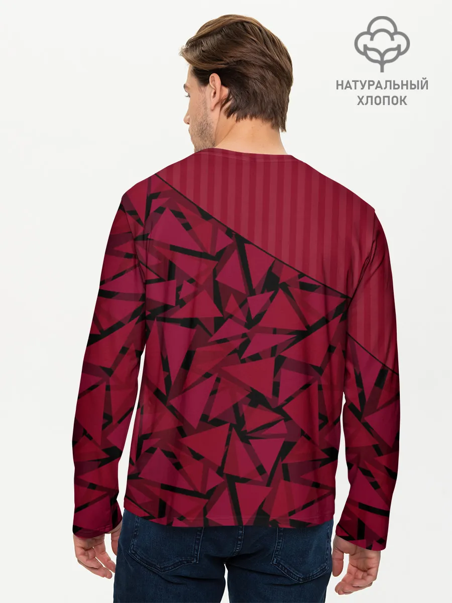 Мужской лонгслив базовый / Красный комбинированный узор