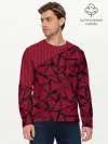 Мужской лонгслив базовый / Красный комбинированный узор