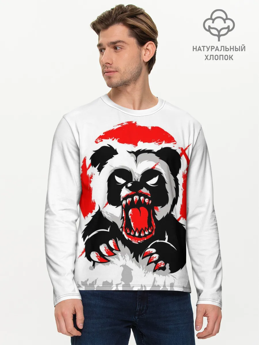 Мужской лонгслив базовый / Злая Кровавая Панда